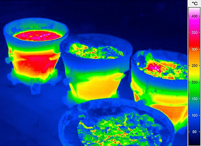InfraTec ImageIR Thermal image of smelting pans.